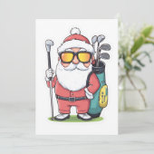 Kerstman Golfen Kerst Fun Kaart (Staand voorkant)