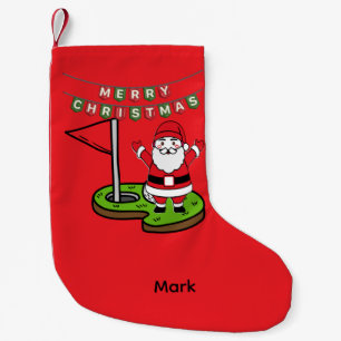 Kerstman Golfer met Prettig Kerstfeest Kleine Kerstsok