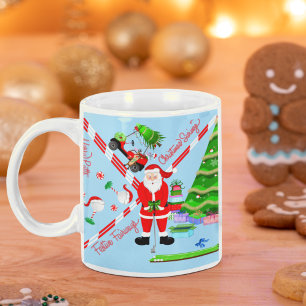 Kerstman golft bij kerstboom koffiemok