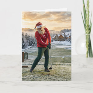 Kerstman golft Grappige Kerst Kaart