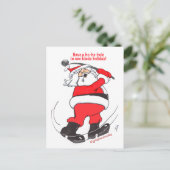Kerstman golft kerstcadeaus. feestdagenkaart (Staand voorkant)