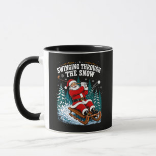 Kerstman Golft Vrolijk Kerstfeest Golfer Mok
