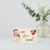 Kerstman Gratis Drink Kerstfeest Ticket (Staand voorkant)