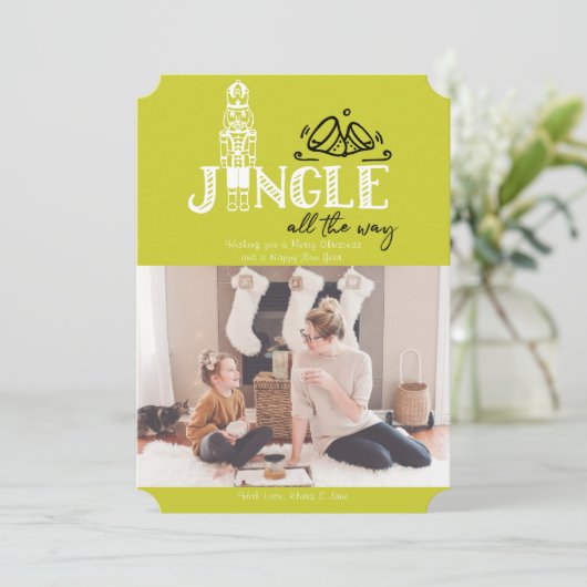 Kerstman Groen Kerst Foto Kaart (Staand voorkant)