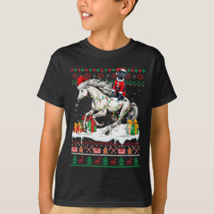 Kerstman Grote Deen Rijden Paard Kersttrui Lo T-shirt