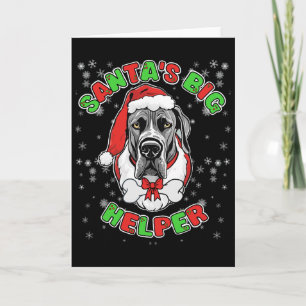 Kerstman Grote Helper Dog Great Dane Kerstmis-lief Kaart
