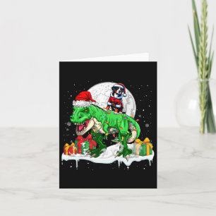 Kerstman Grote Zwitserse Berg Rijdt T-rex Kerstmis Kaart
