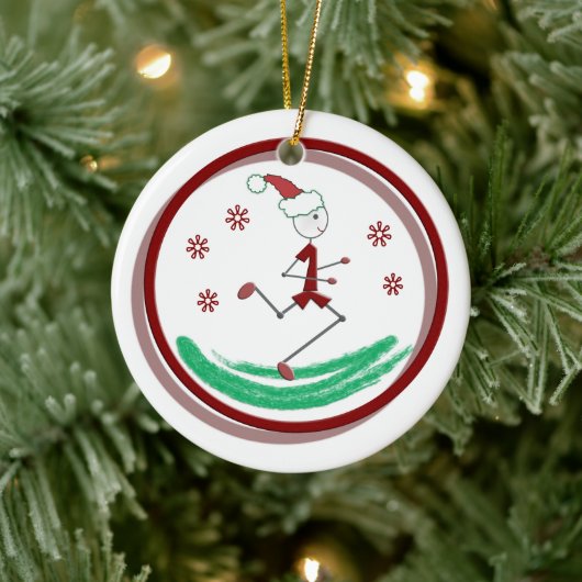 Kerstman Hardloper Man Sieraad Keramisch Ornament (Boom)