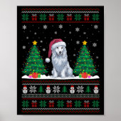 Kerstman Hat Akbash Hond Kerstboom Lights Ugly Sw Poster (Voorkant)