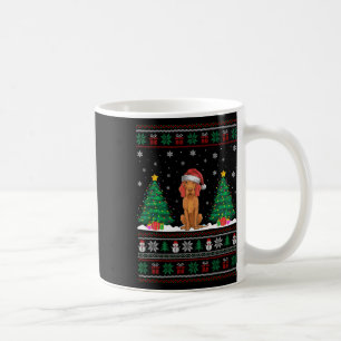 Kerstman Hat Vizsla Hond Kerstboom Lights Ugly Sw Koffiemok