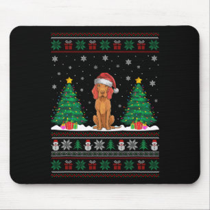 Kerstman Hat Vizsla Hond Kerstboom Lights Ugly Sw Muismat
