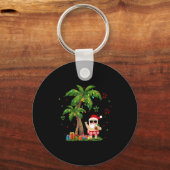 Kerstman Hawaïaanse Kerst Palm Tree Lights Xmas Sleutelhanger (Voorkant)
