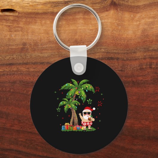 Kerstman Hawaïaanse Kerst Palm Tree Lights Xmas Sleutelhanger (Voorkant)