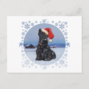 Kerstman Helper Schotse Terrier Feestdagenkaart