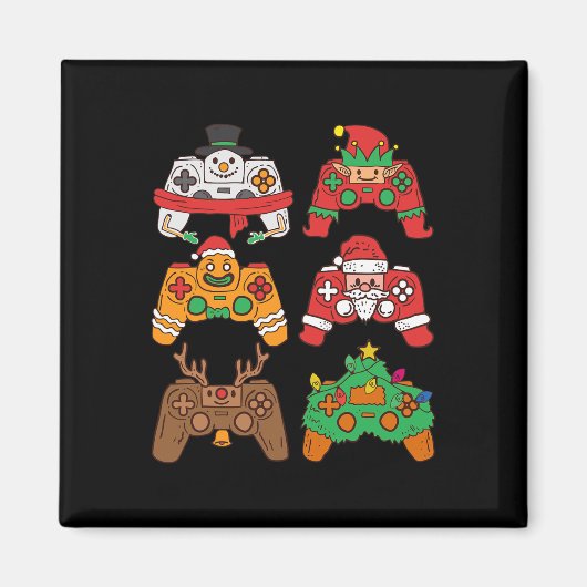 Kerstman herten gaming controllers Jongens kinder Magneet (Voorkant)