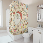 Kerstman Hippie Groovy Christmas Douchegordijn (In situ)