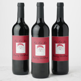 Kerstman "Ho Ho Ho" Kerstmis Wijn Etiket