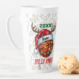 Kerstman Hoed Basketbal Rendier Kerst Pret Sport Latte Mok