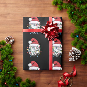 Kerstman hoed golfbal Kerstmis golfen Xmas lichten Cadeaupapier