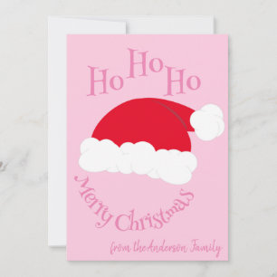 Kerstman Hoed Ho Ho Ho Prettig Kerst Meisjesachtig Feestdagenkaart
