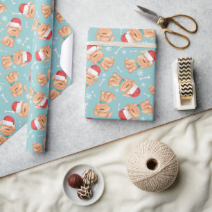 Kerstman Hoed Hond Kerstmis Cadeaupapier