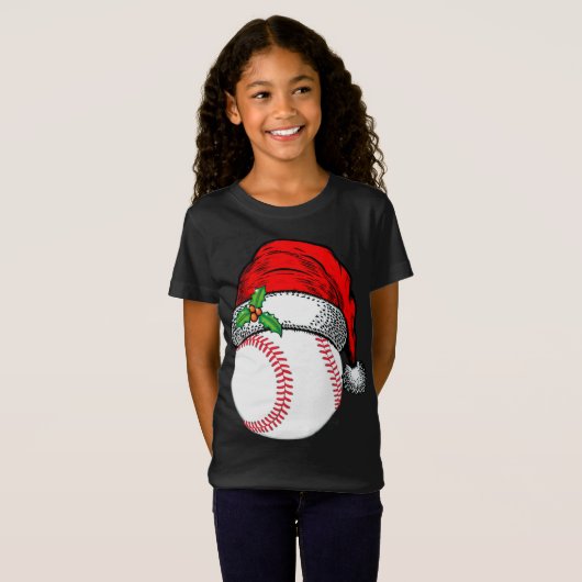 Kerstman hoed honkbal sport grappig cadeau t-shirt (Voorkant volledig)
