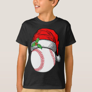 Kerstman hoed honkbal sport grappig cadeau t-shirt