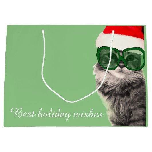 Kerstman hoed kat, kerstcadeau groot cadeauzakje (Voorkant)