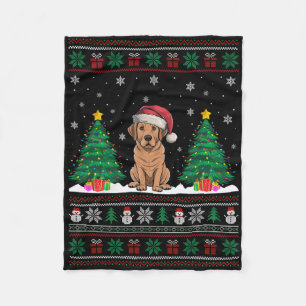 Kerstman Hoed Labrador Hond Kerstboom Lights Ugly Fleece Deken