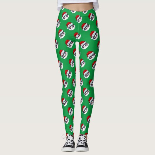 Kerstman hoed met kat gezicht patroon leggings (Voorkant)