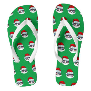 Kerstman hoed met kat gezicht patroon teenslippers
