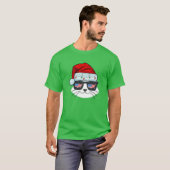 Kerstman hoed met kat gezicht VS vlag Spets T-shirt (Voorkant volledig)