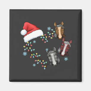 Kerstman Hoed Met Paarden Paardrijden Kerstman Ker Magneet
