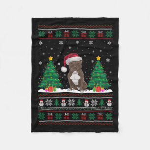 Kerstman Hoed Pitbull Hond Kerstboom Lights Ugly S Fleece Deken