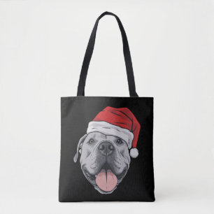 Kerstman Hoed Pitbull Kerstmis Xmas Huisdier Hond Draagtas