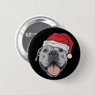 Kerstman Hoed Pitbull Pit Kerstmis Xmas Huisdier H Ronde Button 5,7 Cm