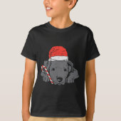 Kerstman hoed pitbull pitbull pitdog kerst kerst v t-shirt (Voorkant)