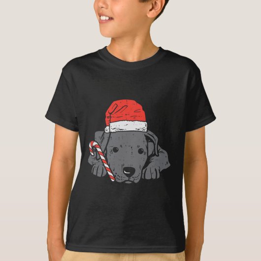 Kerstman hoed pitbull pitbull pitdog kerst kerst v t-shirt (Voorkant)