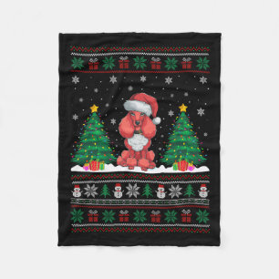 Kerstman Hoed Poedel Hond Kerstboom Lights Ugly Sw Fleece Deken