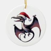 Kerstman hoed pterodactyl keramisch ornament (Voorkant)