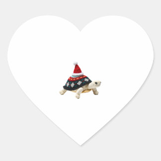 Kerstman Hoed Schildpad - Vintage Zeeschildpad Ker Hart Sticker