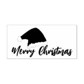 Kerstman Hoed Vrolijk Kerstmis Script Rubberstempel (Afrduk)