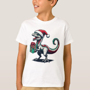 Kerstman hoeden raptor t-shirt