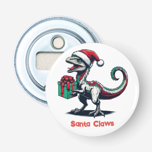 Kerstman hoedraptor button flesopener (Voorkant)