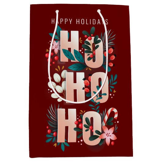 Kerstman HoHo Holly vertakt snoepriet Medium Cadeauzakje (Voorkant)