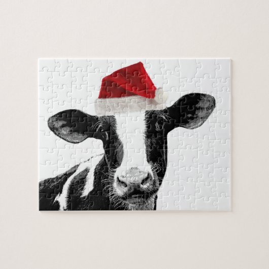 Kerstman — Holstein Dairy-koe Legpuzzel (Horizontaal)