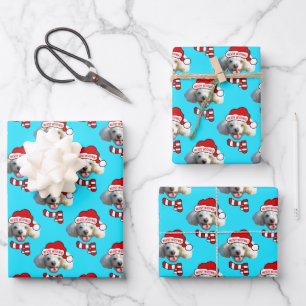 Kerstman Hond Custom Foto Patroon Inpakpapier Vel