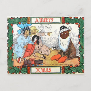 Kerstman-hond en kinderen Oud Kerstmis 1906 Briefkaart
