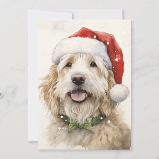 Kerstman Hond Plat Kerstkaart (Voorkant)