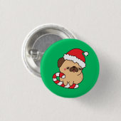 Kerstman Hond Ronde Button 3,2 Cm (Voorkant /achterkant)